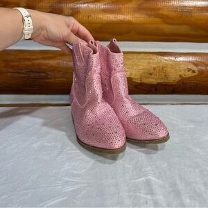 Pink Glitter Girl’s Boots with small heel size 4